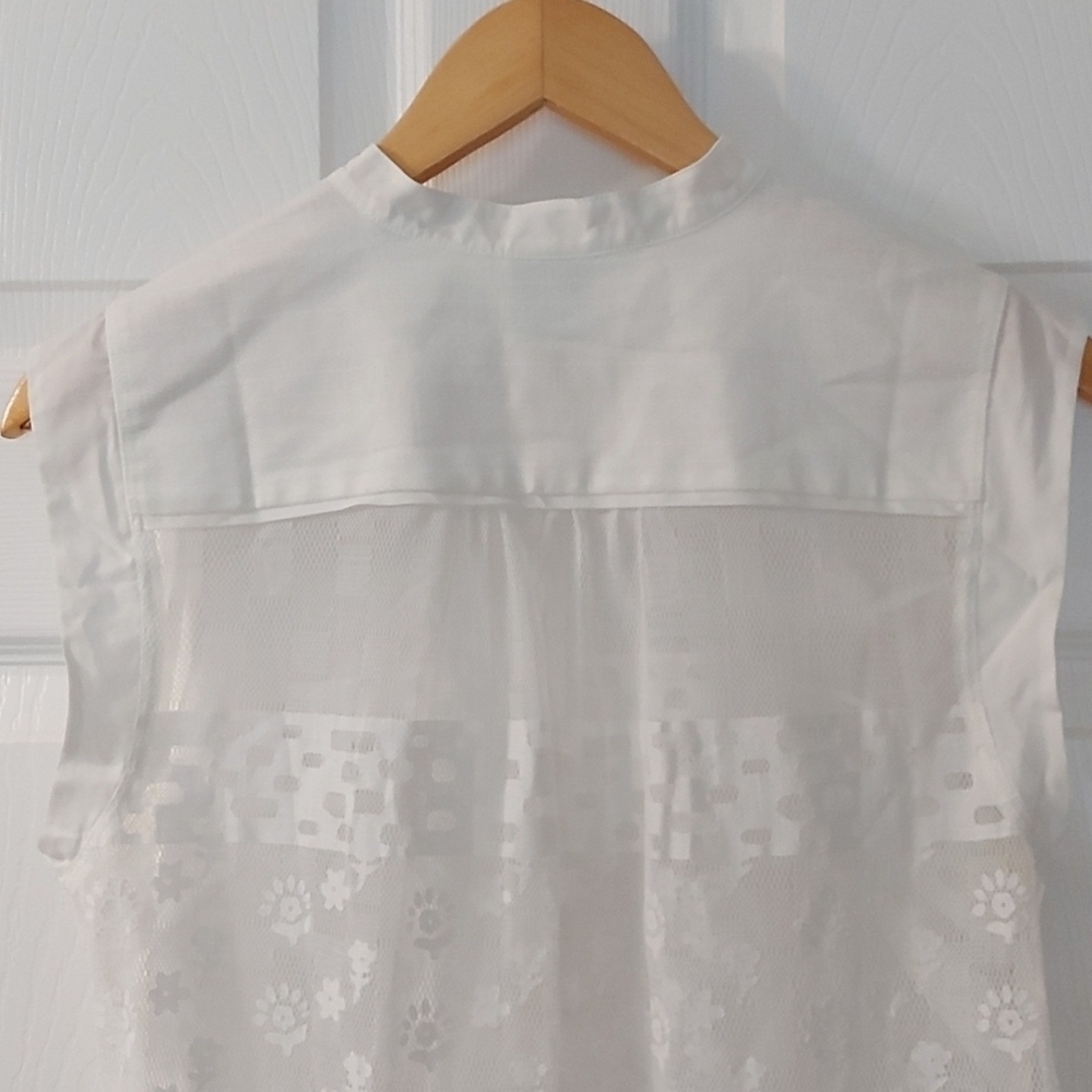 Cabi Prudence Lace Sleveless Top Ivory Boho Cowgirl Feminine Sheer Size Med - Picture 5 of 7